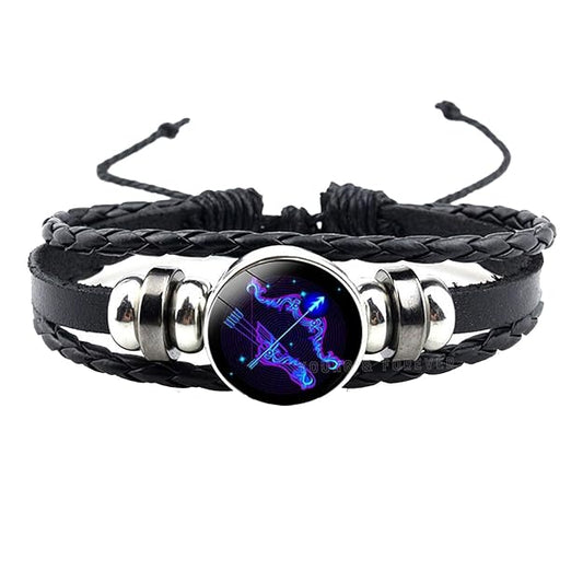 Adjustable Zodiac Manifestation Bracelet – Energized Cosmic Leather Band for Wealth, Luck & Success